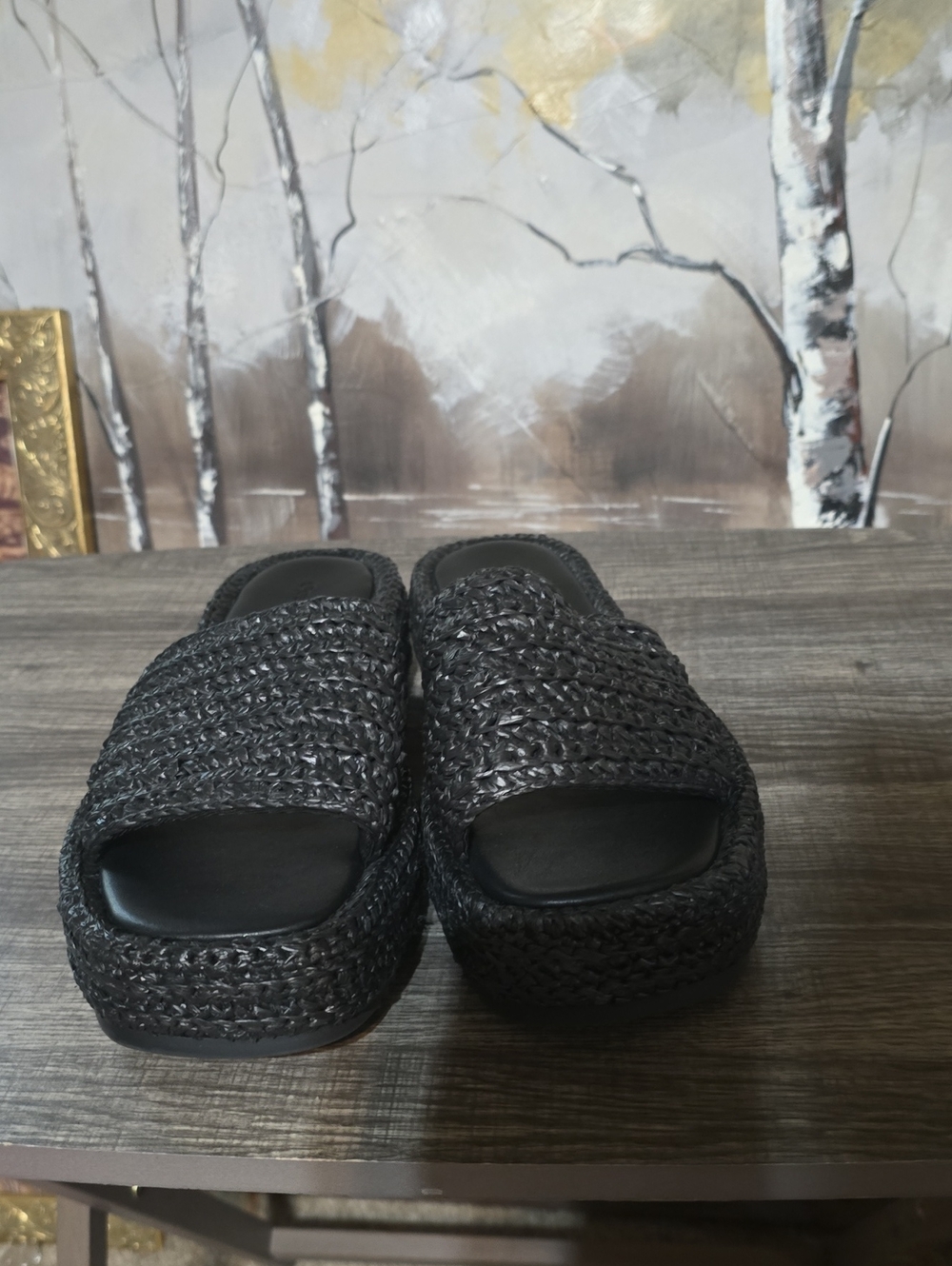 Black Woven Slide Mules — Comfortable Slip-On Women's Clogs